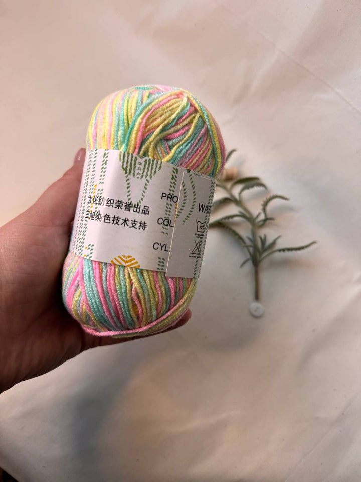 Acrylic Yarn – 50 g Multicolour Pastel Yarn for Knitting, Crochet & Creative Projects