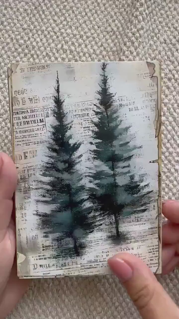 Set of 20 Vintage Christmas Tree Journal Cards, Neutral Winter Ephemera Pack,Rustic Holiday Junk Journal Cards,Farmhouse Christmas Scrapbook