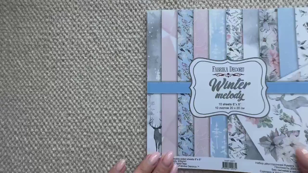 Winter Melody Scrapbook Paper 8x8, Double-Sided Winter Paper, Christmas Junk Journal & Card Making Supplies