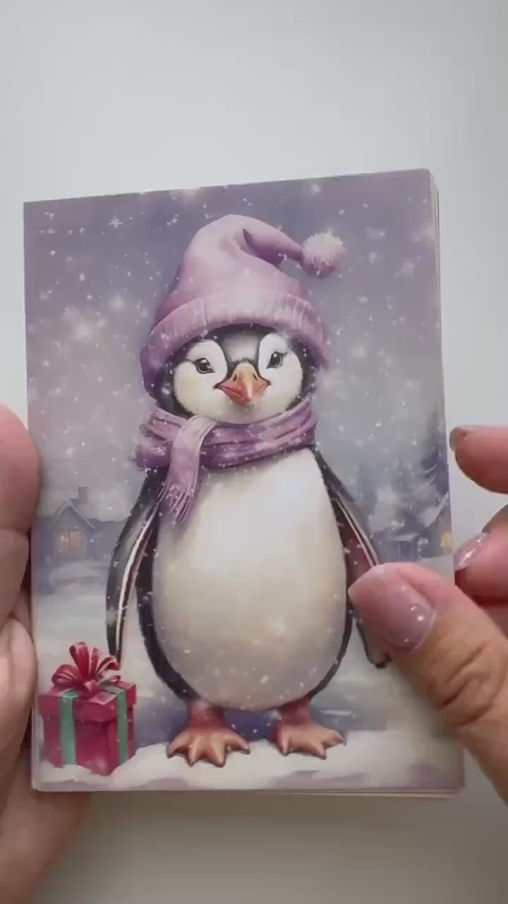 Set of 20 Purple Christmas Postcards, Lavender Winter Cards, Christmas Ephemera, Junk Journal Supplies, Scrapbooking Cards, Festive Decor