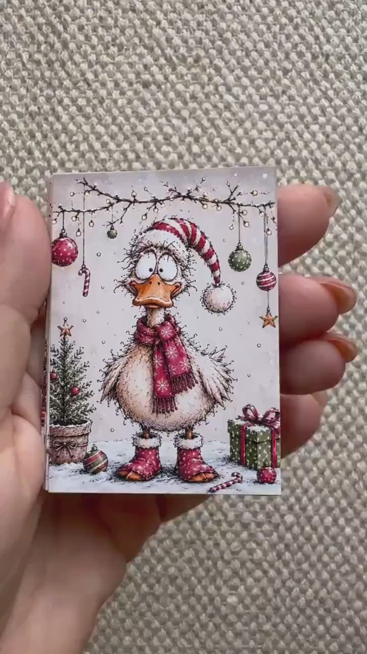 Funny Christmas Animal Stickers Set of 16, Cute Winter Animals, Holiday Journal Stickers, Christmas Scrapbooking, UK Handmade