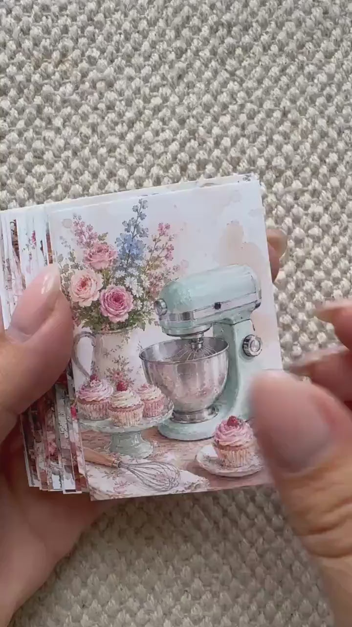 16 Vintage Baking Stickers, Cottage Kitchen Stickers, Floral Bakery & Cake Stickers, Junk Journal, Scrapbook, Cottagecore Craft