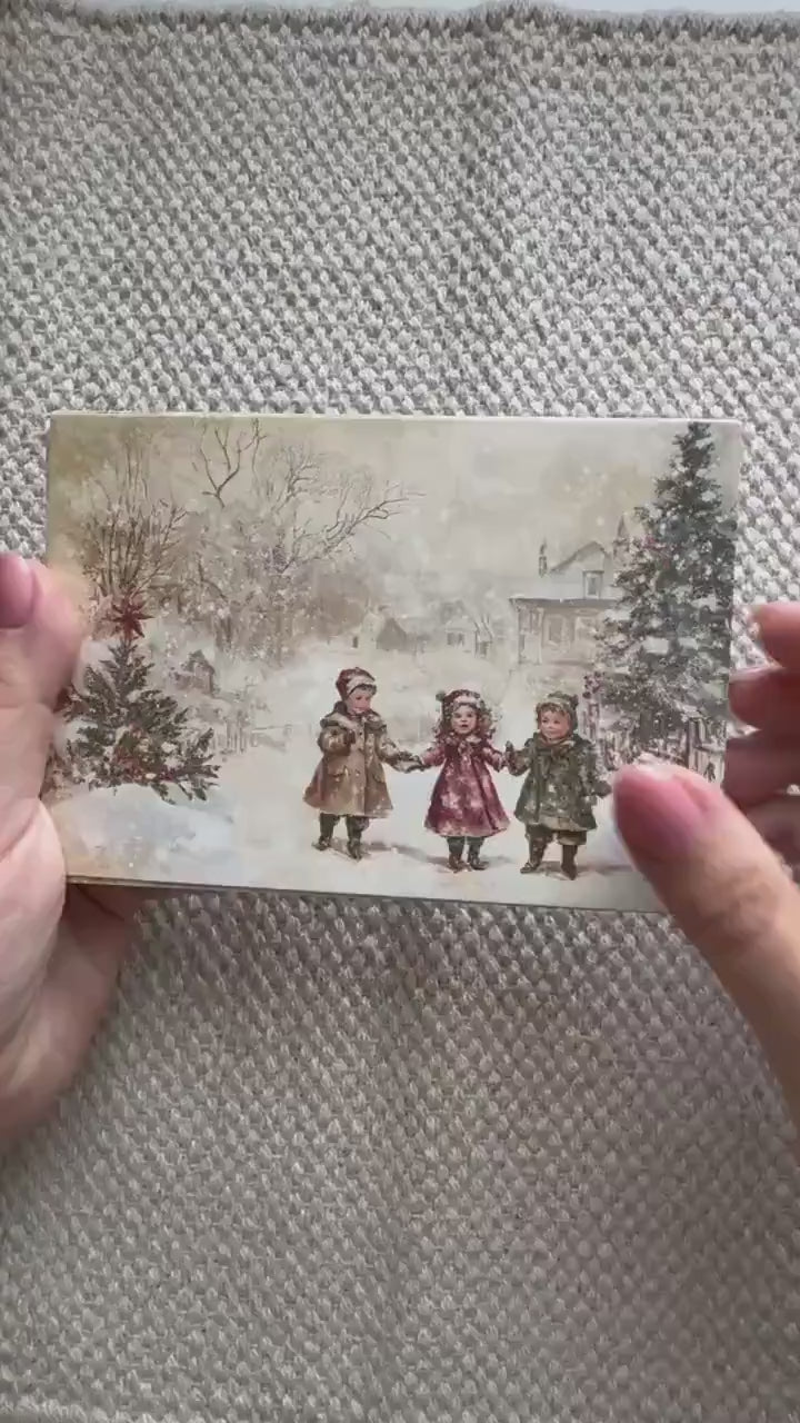 Set of 20 Vintage Winter Journal Cards Set, Victorian Christmas Ephemera, Snowy Children Junk Journal Cards,Cottagecore Winter Scrapbook Kit