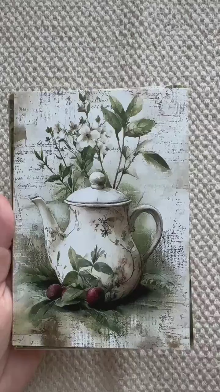 Vintage Botanical Ephemera Cards Set of 20, Cottagecore Junk Journal Cards, Nature Scrapbooking Paper Pack, Botanical Collage Supplies