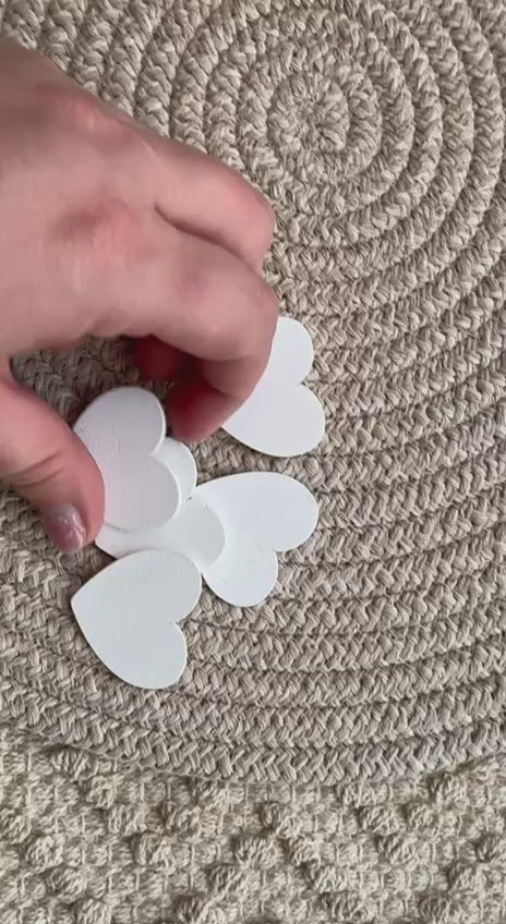 White Wooden Heart Embellishments – Set of 5 for Scrapbooking & Craft Decor