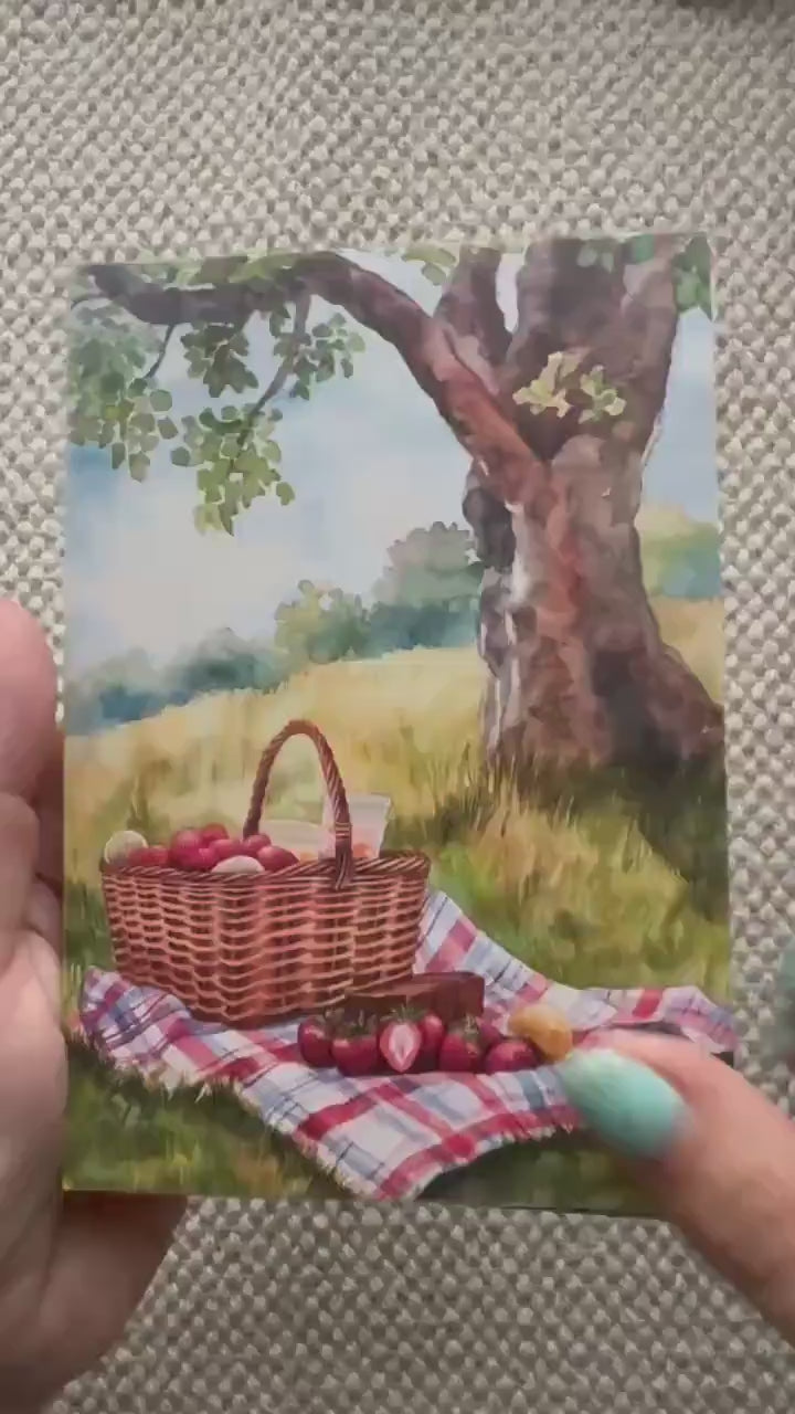 Picnic Afternoon Tea Illustration Cards – Set of 20 Vintage Pin-Up Style Cards Scrapbook Paper