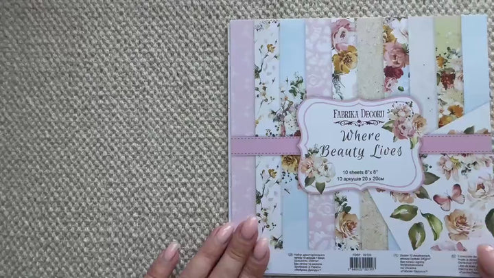Where Beauty Lives Scrapbook Paper 8x8, Double Sided Floral Paper, Romantic Junk Journal & Card Making Supplies