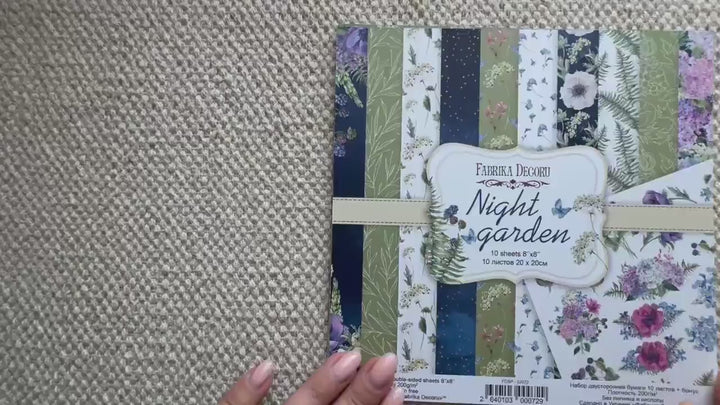 Night Garden Scrapbook Paper 8x8, Double Sided Floral Botanical Paper, Junk Journal Card Making Craft Supplies