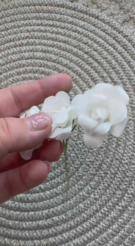 White Paper Flowers – Set of 3 for Scrapbooking & Craft Decor