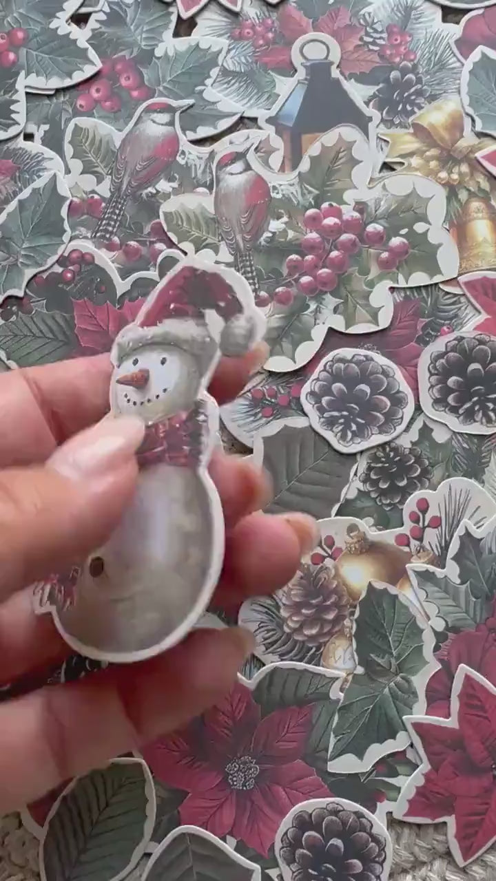 58 Christmas Ephemera, Nostalgic Christmas Die Cut Cardstock Pieces, Junk Journal Supplies, NOT Stickers