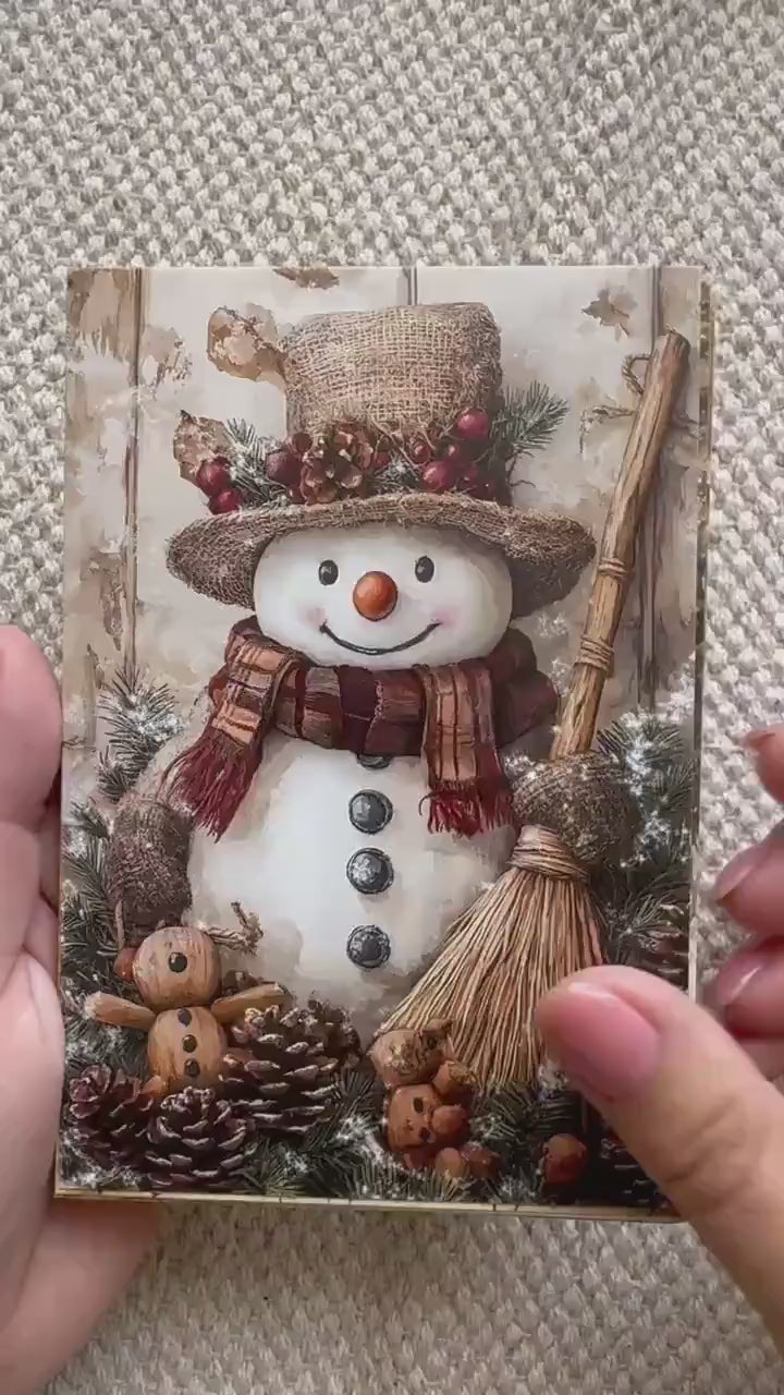 Set of 20 Vintage Christmas Journal Cards, Winter Wonderland Ephemera Pack, Snowman Santa Junk Journal Cards, Cozy Holiday Scrapbook Set