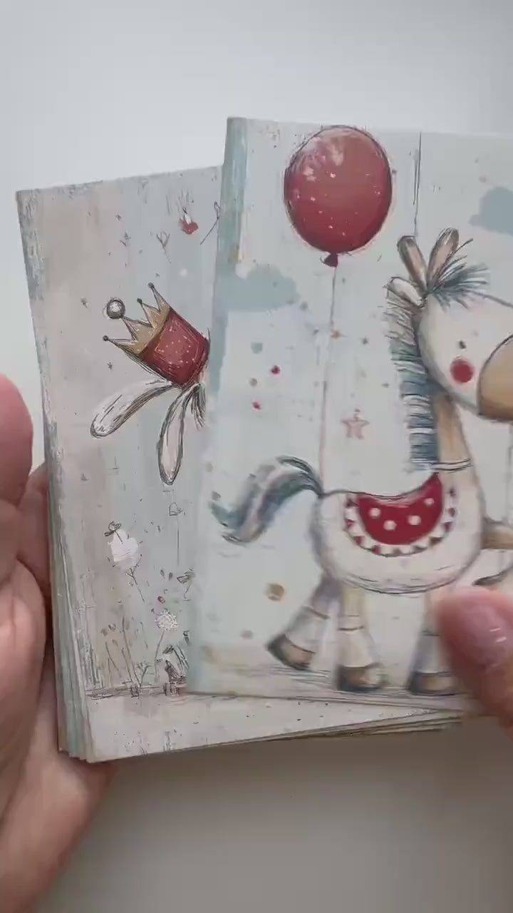 Set of 20 Vintage Circus Cards, Cute Animal Journal Cards, Circus Ephemera, Junk Journal Supplies, Scrapbooking Paper, Nursery Craft