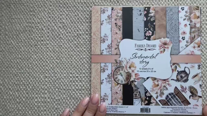 Sentimental Story Scrapbook Paper 8x8, Double Sided Vintage Floral Paper, Junk Journal Card Making Supplies