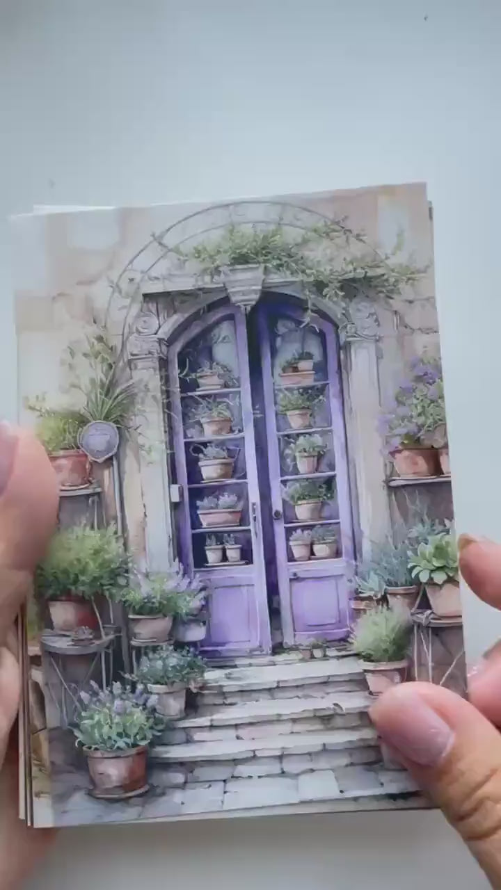 Set of 20 Lavender Postcards 14.5 x 10 cm, Purple Floral Cards, Provence Cottagecore Ephemera, Junk Journal Scrapbooking Supplies