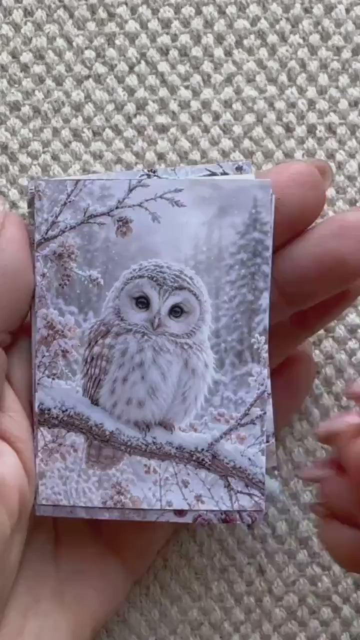 Winter Woodland Animal Stickers Set of 16, Cozy Snowy Forest, Fox Owl Rabbit Cat Winter Journal Stickers Handmade UK/vd-s0026