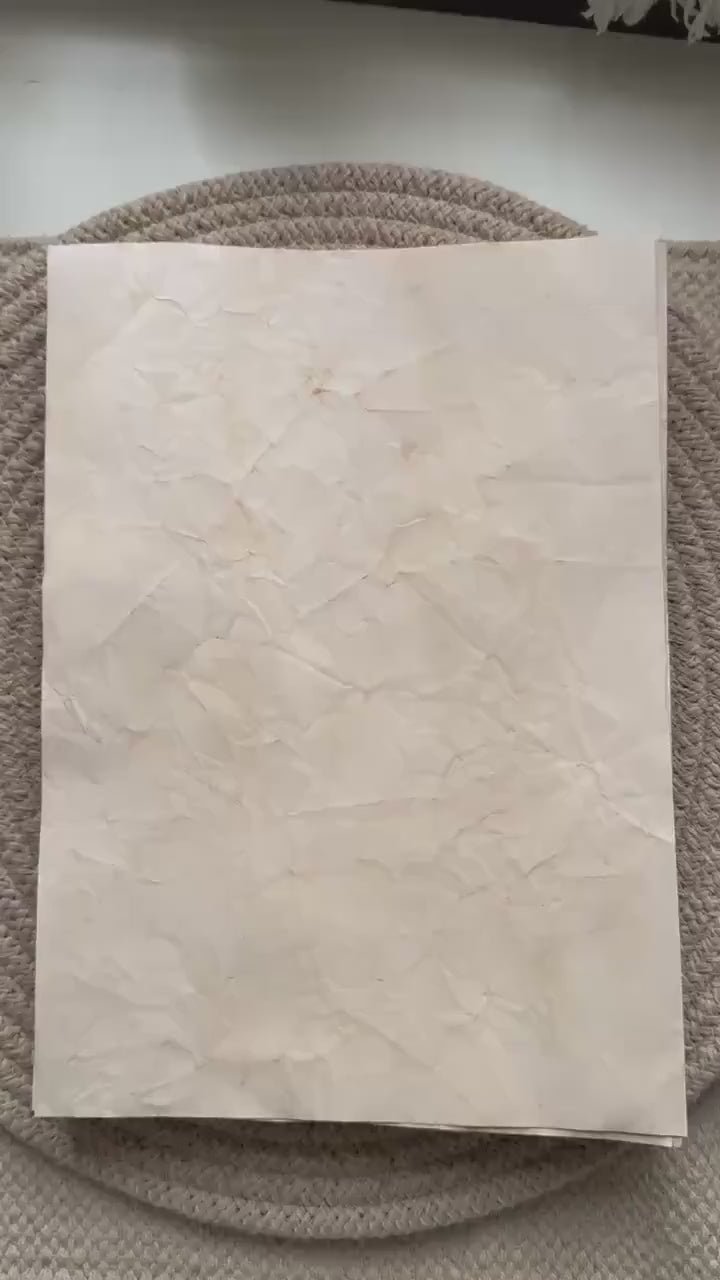 Handmade Crinkled Tea Stained Paper A4 | 80gsm Textured Aged Sheets for Junk Journal, Book Binding & Craft