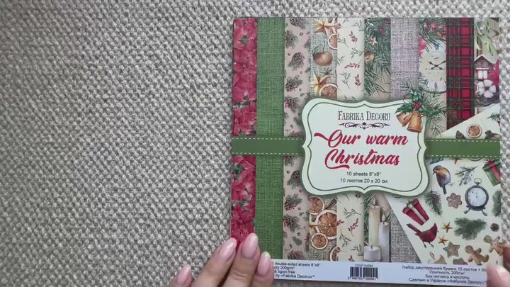 Our Warm Christmas Scrapbook Paper 8x8, Double Sided Christmas Paper, Junk Journal Card Making Craft Supplies