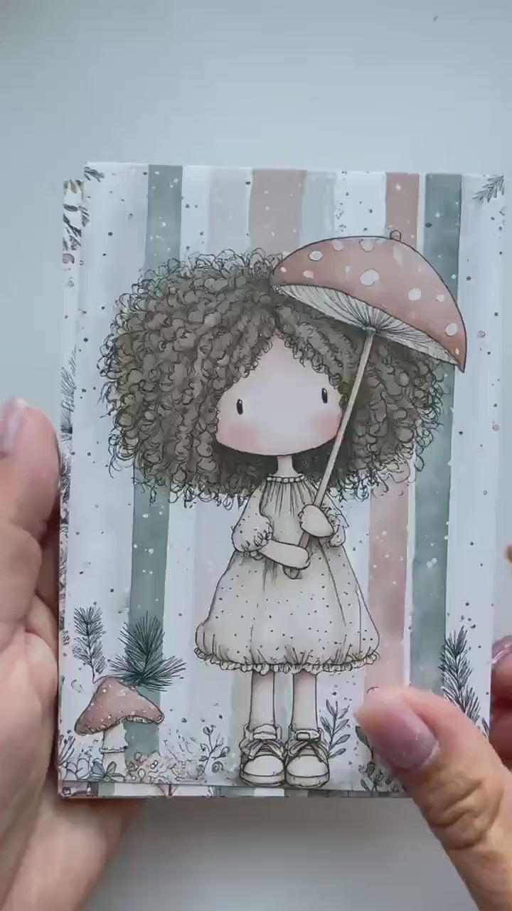 Set of 20 Cute Woodland Postcards 14.5 x 10 cm, Whimsical Girls & Animals, Forest Ephemera, Junk Journal Scrapbooking Cards