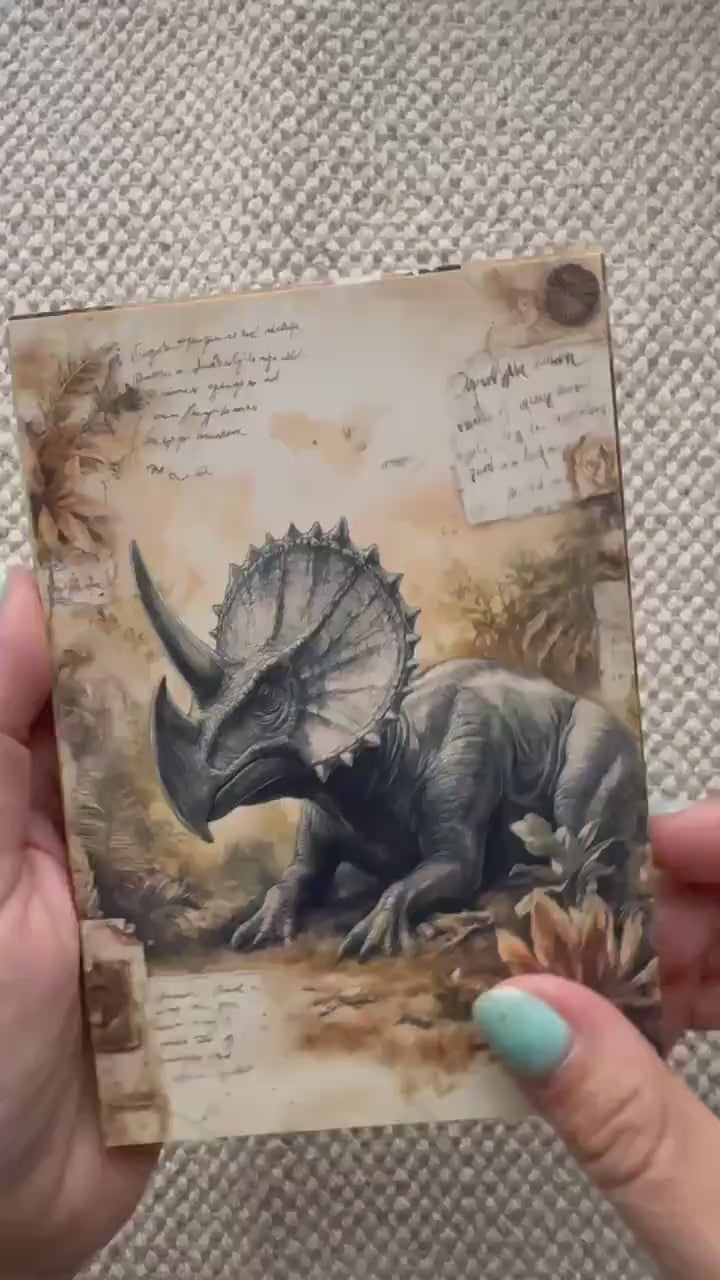 20 Vintage Dinosaur Ephemera Cards 4x6 | Jurassic Jungle Scrapbook Paper, Dinosaur Junk Journal Cards, Prehistoric Collage Supplies