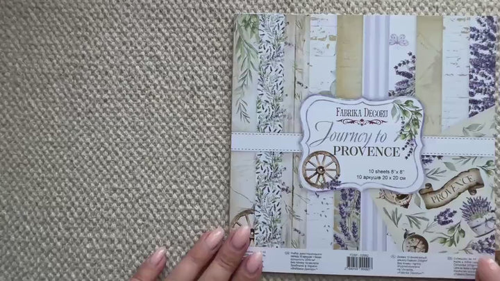 Journey to Provence Scrapbook Paper 8x8, Lavender Double Sided Paper, Junk Journal Card Making Craft Supplies
