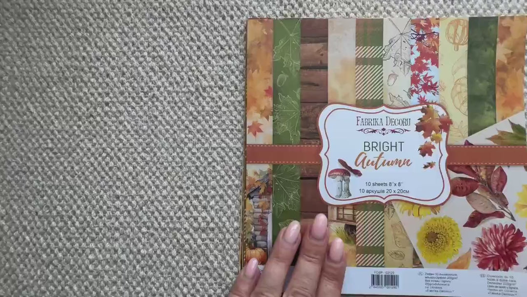 Bright Autumn Scrapbook Paper 8x8, Double Sided Autumn Paper, Fall Botanical Junk Journal Card Making Supplies