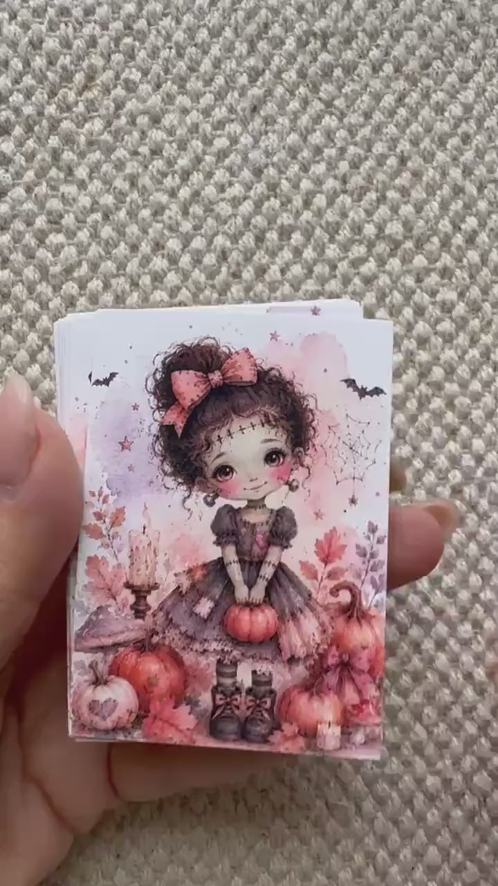 16 Cute Halloween Stickers, Whimsical Witch Animals, Pumpkin & Ghost Stickers, Autumn Scrapbook, Junk Journal, Halloween Crafts
