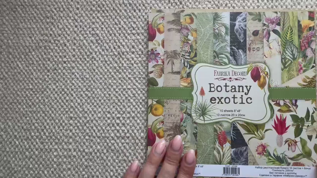 Botany Exotic Scrapbook Paper Pad 8x8, Double-Sided Botanical Paper, Tropical Paper for Junk Journal Crafts