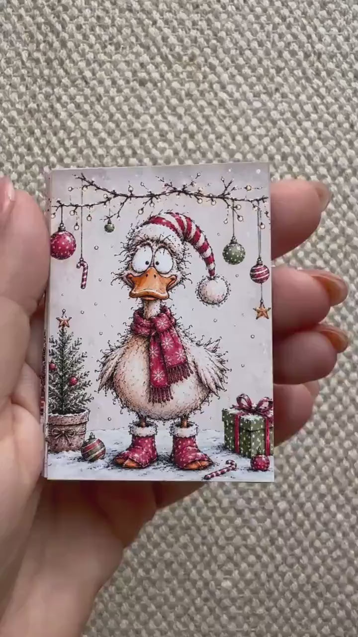 Funny Christmas Animal Stickers Set of 16, Cute Winter Animals, Holiday Journal Stickers, Christmas Scrapbooking, UK Handmade
